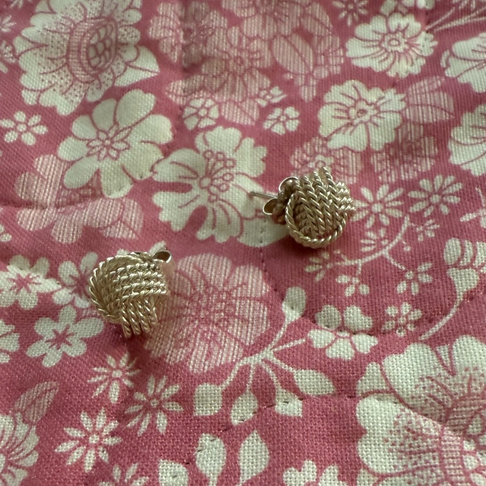 Tiffany & Co silver mesh knot earrings
